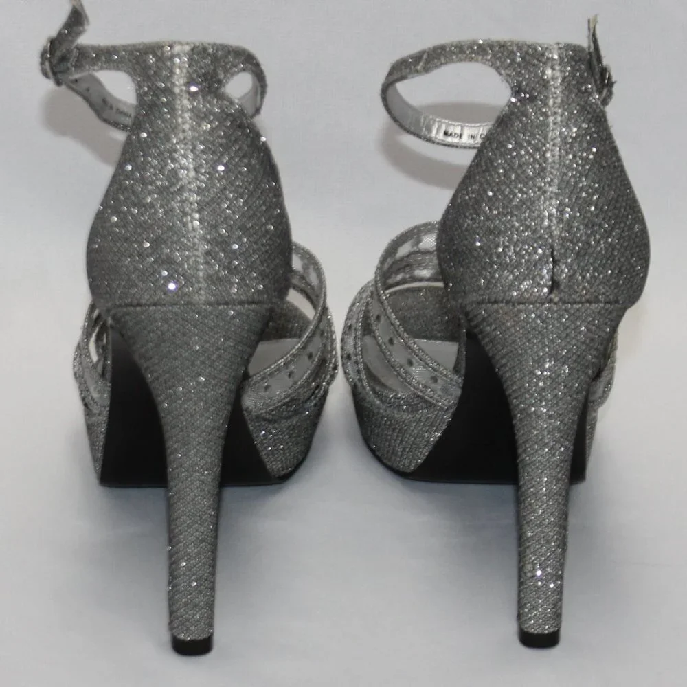 Adrianna Papell Boutique Silver Sparkle Platforms